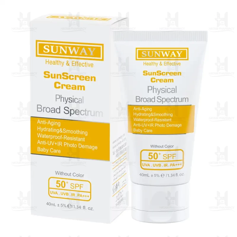 کرم ضد آفتاب فیزیکال فاقد رنگ حاوی SPF50 سان وی 40 میلی لیتر