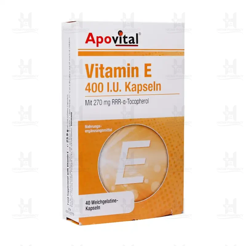 کپسول ژلاتینی نرم ویتامین E 400 واحد آپوویتال 40 عدد