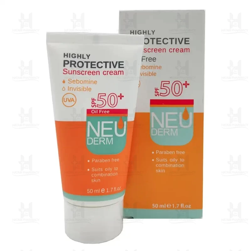 کرم ضد آفتاب پوست چرب حاوی SPF +50 هایلی پروتکتیو نئودرم 50میلی لیتر