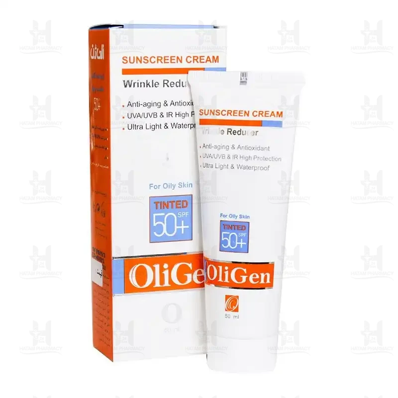 کرم ضدآفتاب رنگی پوست چرب SPF50 الی ژن 50 میلی لیتر