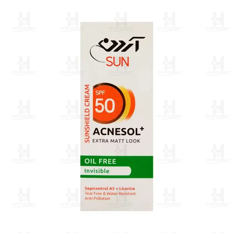 کرم ضد آفتاب پوست چرب حاوی SPF50 آکنه سول آردن 50 میلی لیتر