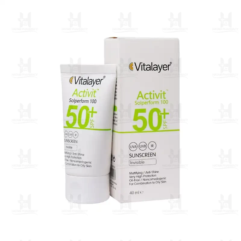 کرم ضد آفتاب SPF50 بدون رنگ پوست چرب اکتی ویت ویتالیر 40 میلی لیتر