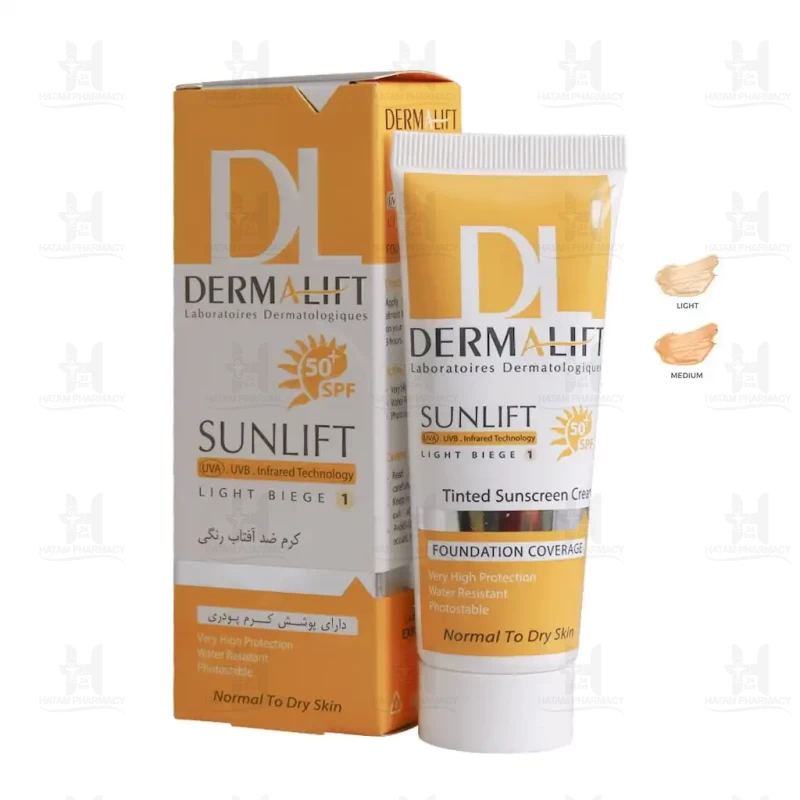 کرم ضد آفتاب حاوی SPF50 پوست خشک سانلیفت درمالیفت 40 میلی لیتر