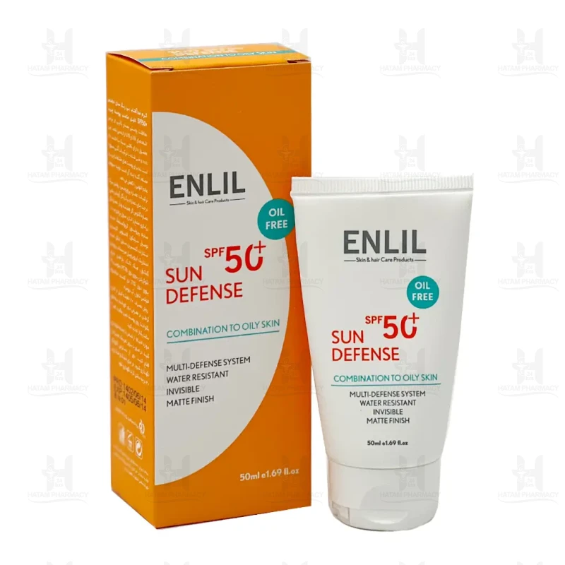 کرم ضد آفتاب سان دیفنس SPF50 پوست چرب انلیل 50 میلی لیتر