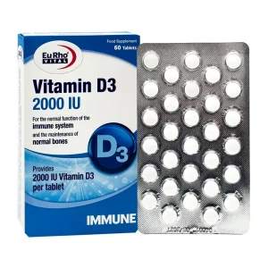 قرص ویتامین د3 یوروویتال 2000 واحد 60 عددی