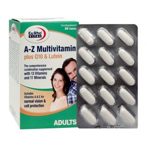 قرص AZ مولتی ویتامین پلاس کیوتن و لوتئین یوروویتال 60 عدد