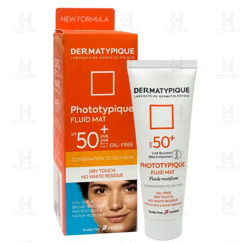فلوئید مت بی رنگ ضد آفتاب +SPF50 فاقد چربی درماتیپیک 50 میلی لیتر