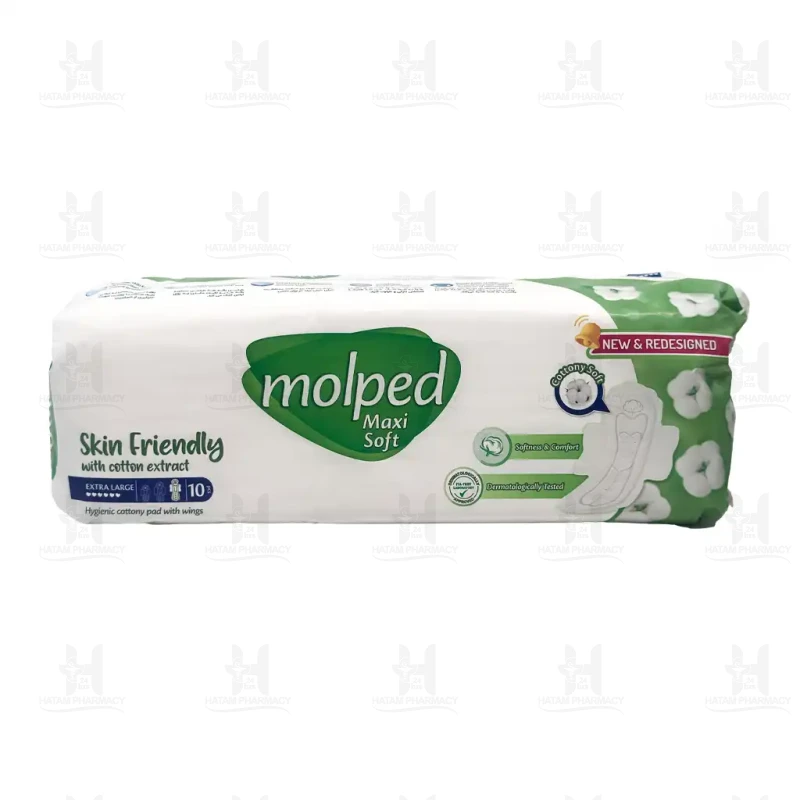 نوار بهداشتی بالدار ضخیم پنبه ای مولپد سایز خیلی بزرگ 10 عدد