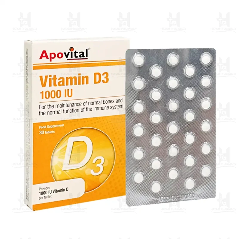 قرص ویتامین d3 1000 واحد آپوویتال بسته 30 عددی