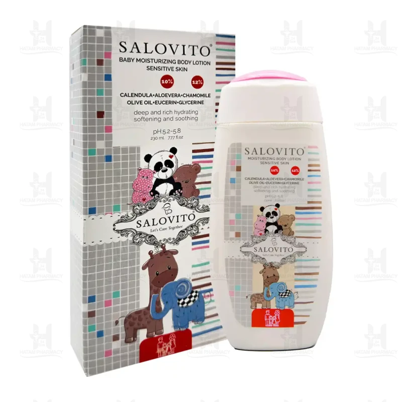 لوسیون مرطوب کننده بدن کودک سالوویتو حاوی 10% آلوئه ورا 230 میلی لیتر