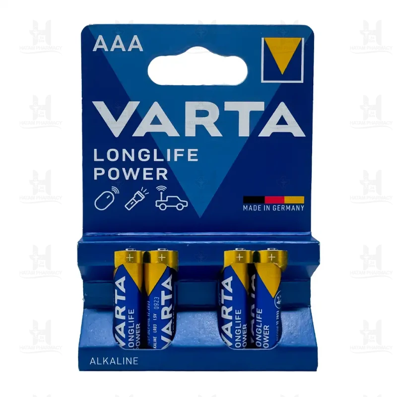 باتری نیم قلمی وارتا مدل longlife power بسته 4 عددی