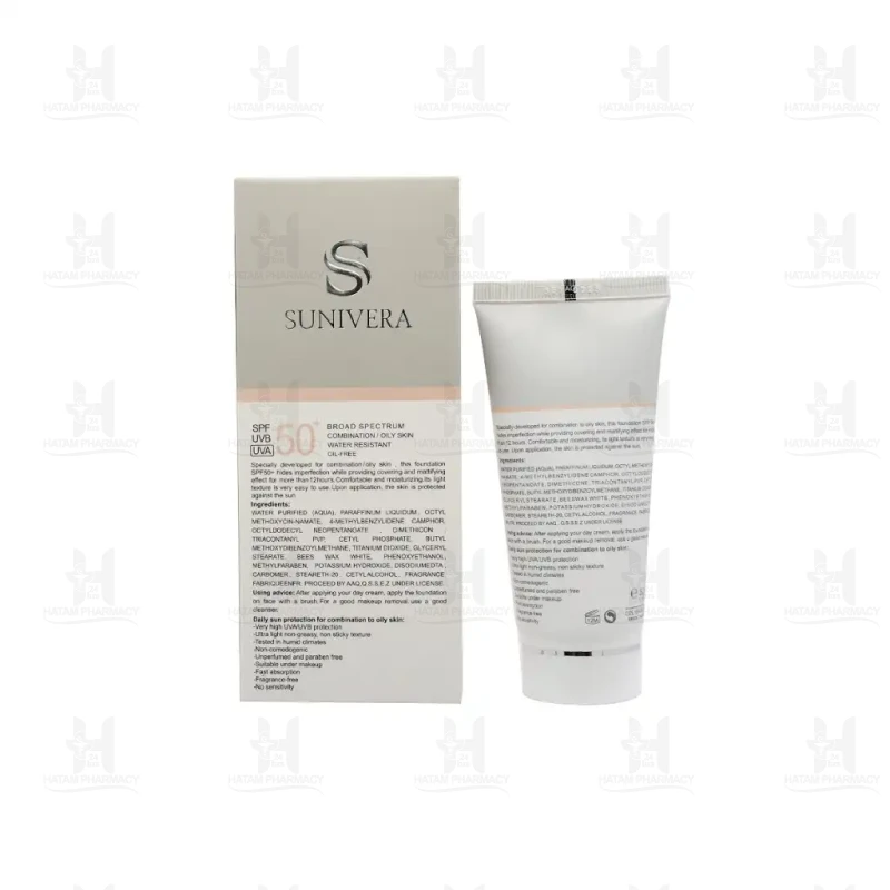 کرم ضد آفتاب رنگی SPF50 پوست چرب و مختلط سانیورا 50 میلی لیتر