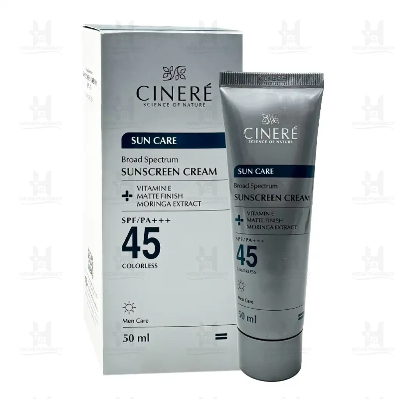 کرم ضد آفتاب بدون رنگ حاوی SPF45 مخصوص آقایان سینره 50 میلی لیتر