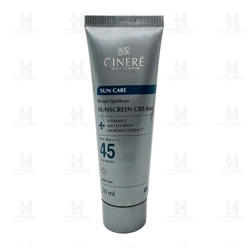 کرم ضد آفتاب بدون رنگ حاوی SPF45 مخصوص آقایان سینره 50 میلی لیتر