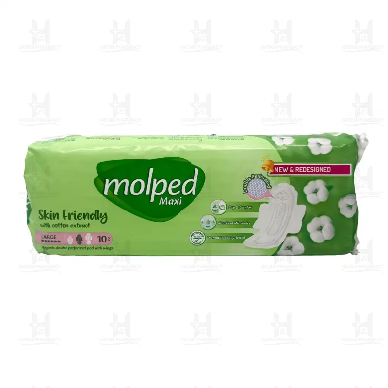 مولپد نواربهداشتي  عصاره پنبه ای بزرگ  مستطیلی مشبک 10 عددی