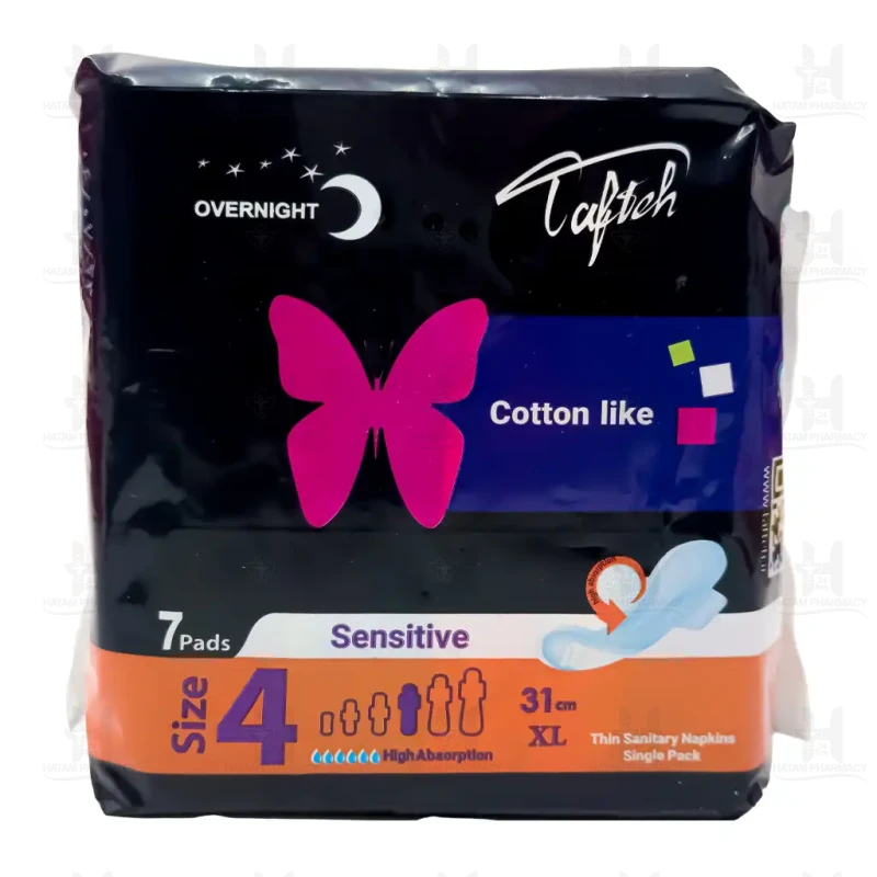 نوار بهداشتی شب نازک کتانی تافته ویژه شب 7 عدد