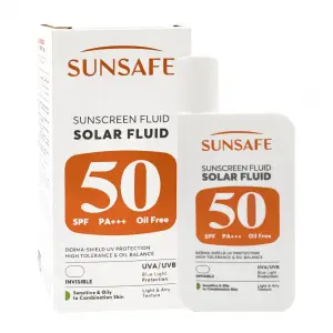 ضدآفتاب سولار فلوئید SPF50 پوست های چرب و حساس سان سیف 55 گرم