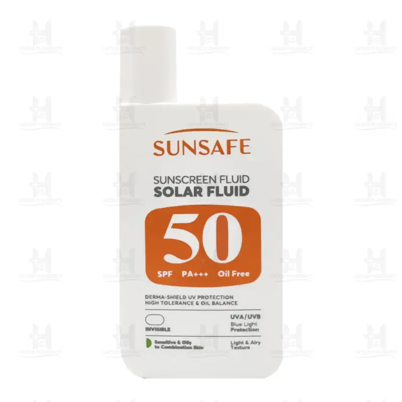 ضدآفتاب سولار فلوئید SPF50 پوست های چرب و حساس سان سیف 55 گرم