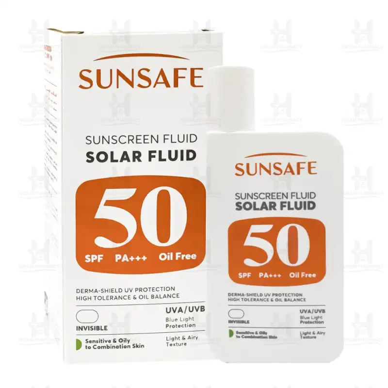 ضدآفتاب سولار فلوئید SPF50 پوست های چرب و حساس سان سیف 55 گرم