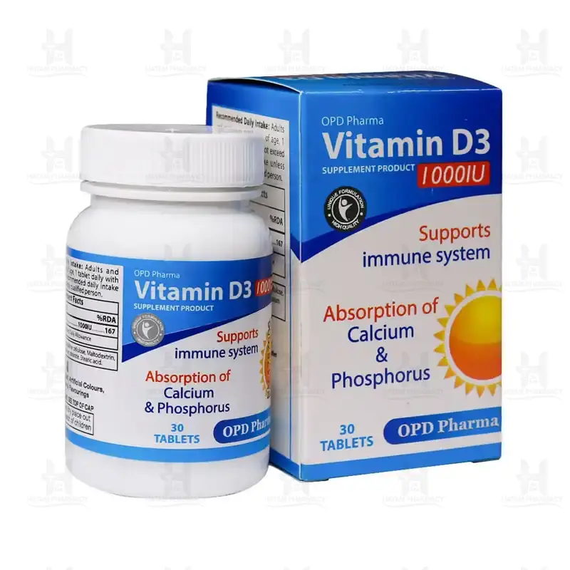 قرص ویتامین D3 1000 واحد او پی دی فارما 30 عدد