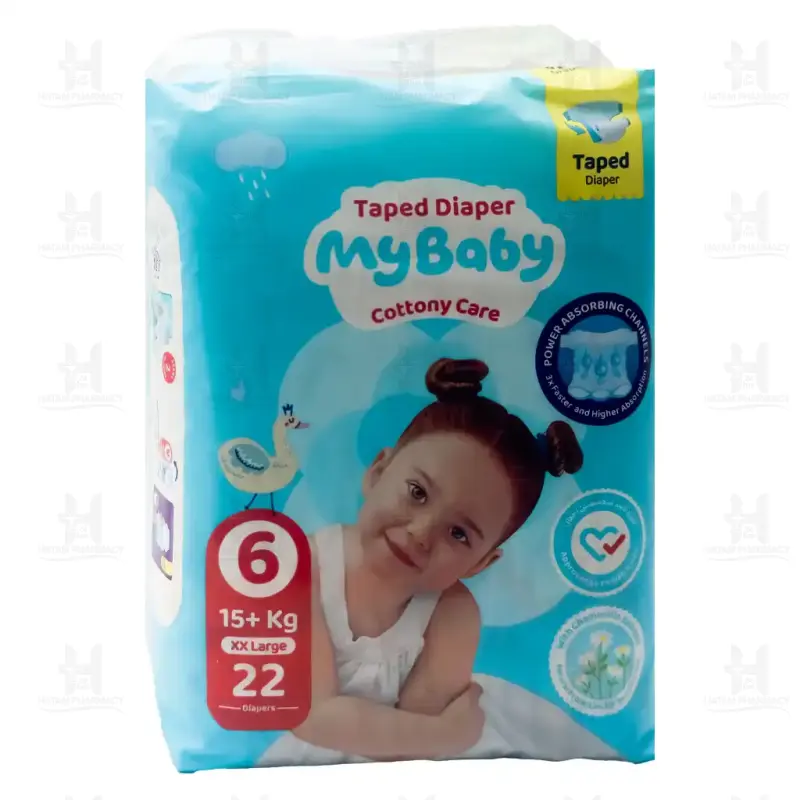 پوشک چسبی مای بیبی سایز 6 بسته 22 عددی
