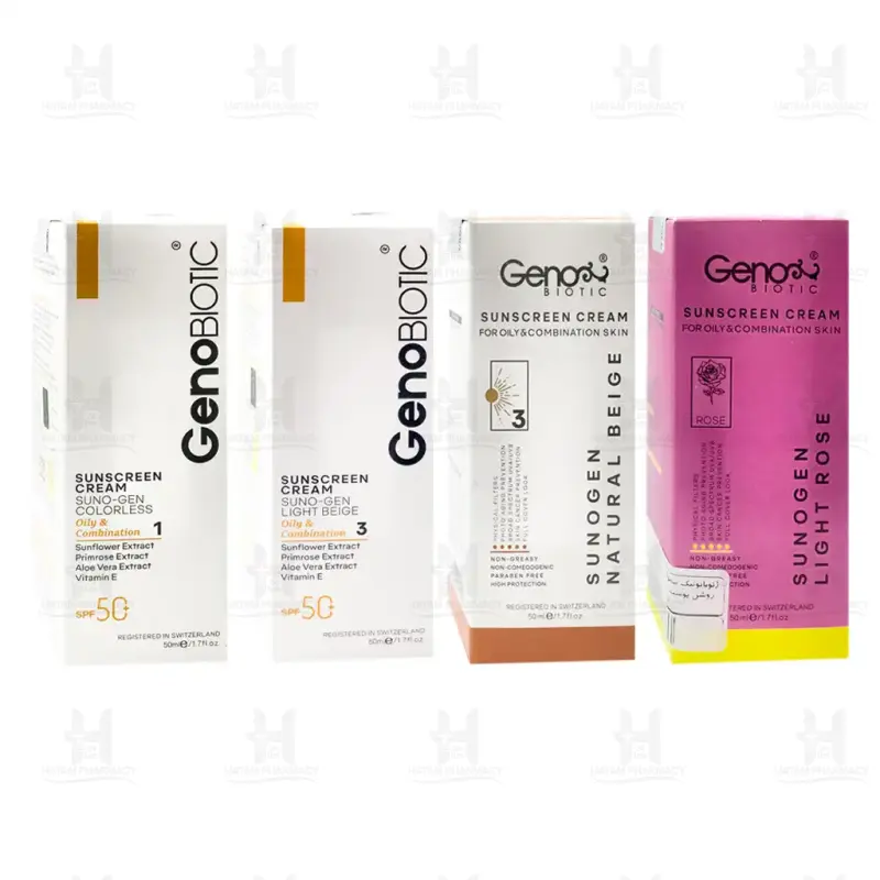 کرم ضد آفتاب پوست چرب حاوی SPF50 ژنوبایوتیک 50 میلی لیتر