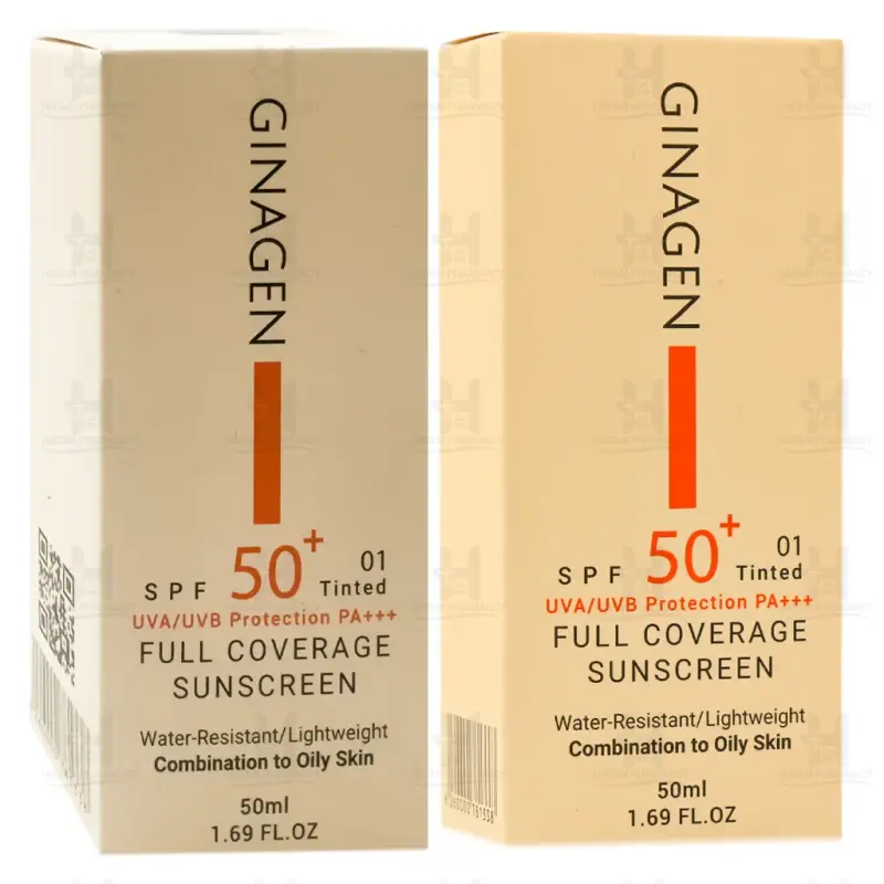 کرم ضد آفتاب پوست چرب حاوی SPF 50 ژیناژن 50 میلی گرم