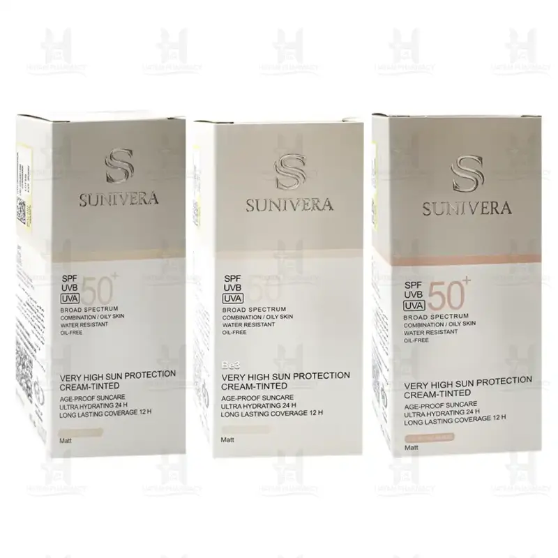 کرم ضد آفتاب رنگی SPF50 پوست چرب و مختلط سانیورا 50 میلی لیتر