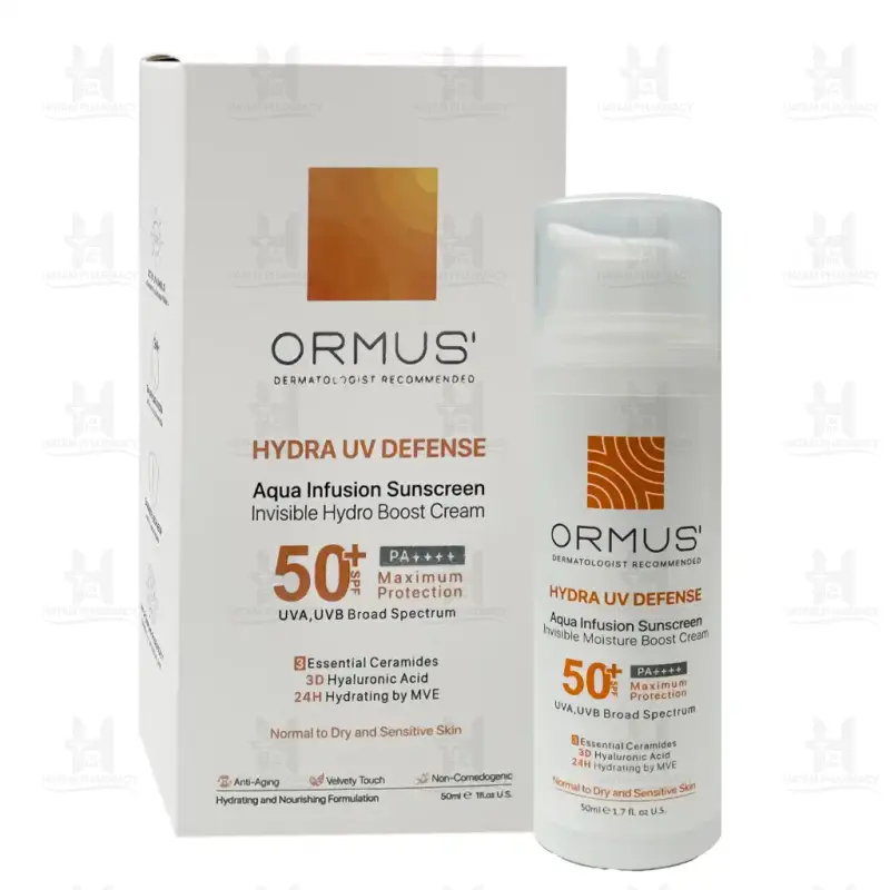 کرم ضد آفتاب SPF50 پوست خشک و حساس اورموس 50 میلی لیتر
