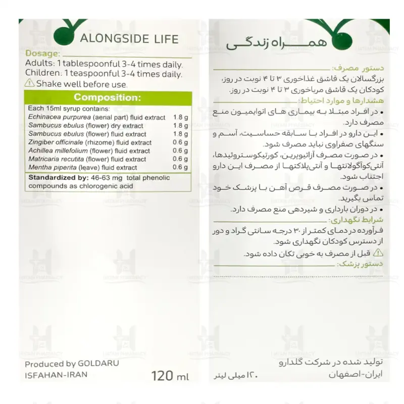 شربت فیتوگریپ گل دارو 120 میلی لیتر