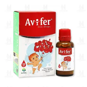 قطره آهن آویفر آویوال با طعم کرم و بیسکوییت 30 میلی لیتر