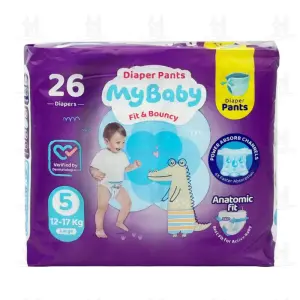پوشک شورتی کانال دار مای بیبی سایز 5 بسته 26 عددی