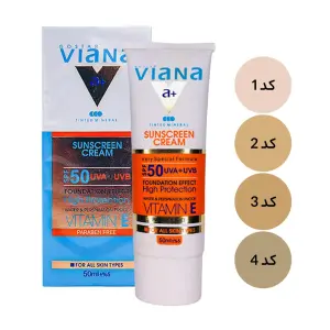 کرم ضد آفتاب رنگی spf 50 ویانا 50 میلی‌ لیتر