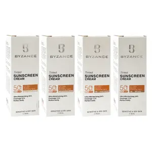 کرم ضدآفتاب کرم پودری SPF50 بیزانس مناسب پوست خشک 40 میلی لیتر