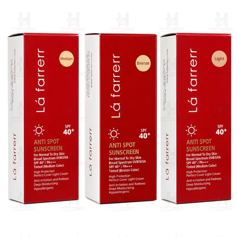 کرم ضد آفتاب و ضد لک پوست خشک حاوی SPF40 لافارر 40 میلی لیتر