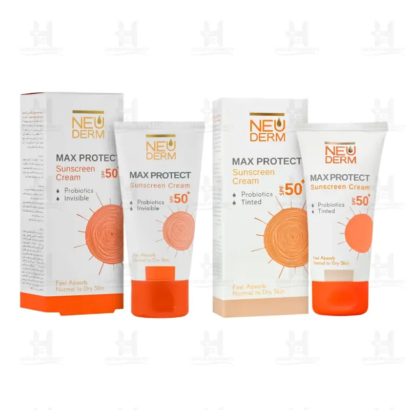 کرم ضد آفتاب انواع پوست حاوی SPF 50 مکس پروتکت نئودرم 50 میلی لیتر