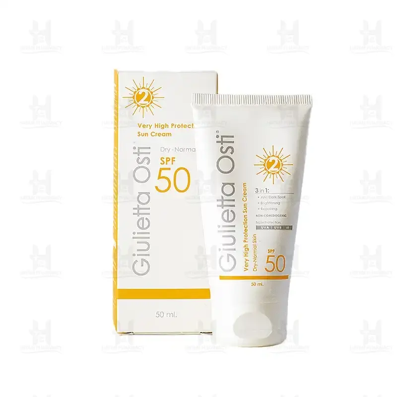 کرم ضد آفتاب بی رنگ SPF 50 مناسب پوست خشک جولیتا اُستی 50 میلی لیتر