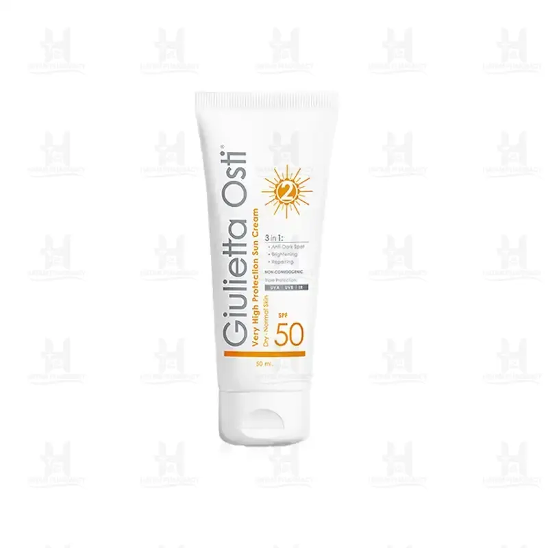 کرم ضد آفتاب بی رنگ SPF 50 مناسب پوست خشک جولیتا اُستی 50 میلی لیتر