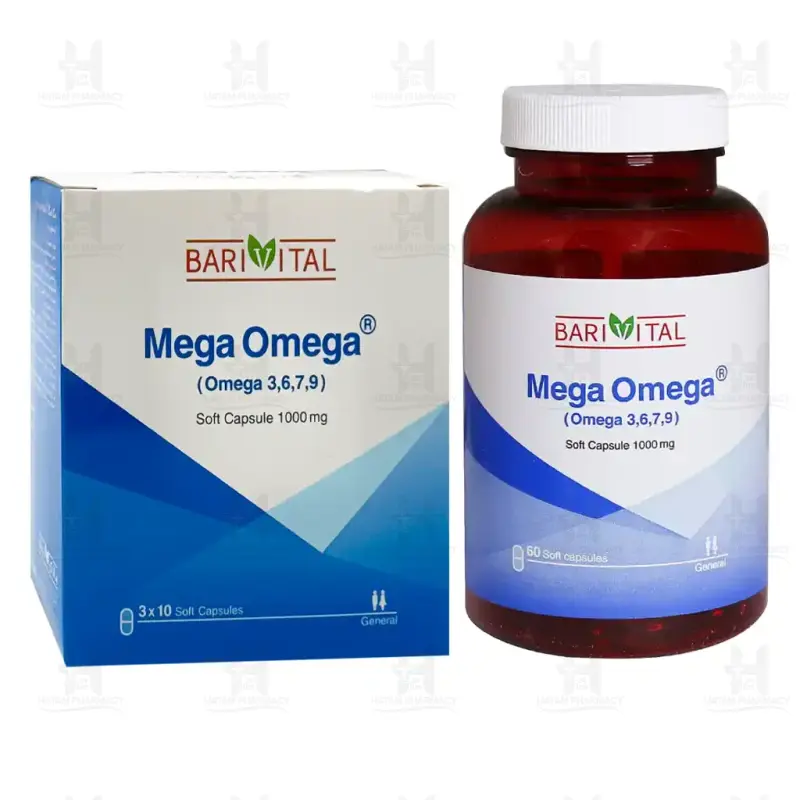 سافت ژل مگا امگا 1000 میلی گرم 9 7 6 3 باریویتال