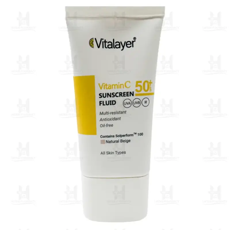 فلوئید ضد آفتاب رنگی SPF50 حاوی ویتامین C ویتالیر 50 میلی لیتر