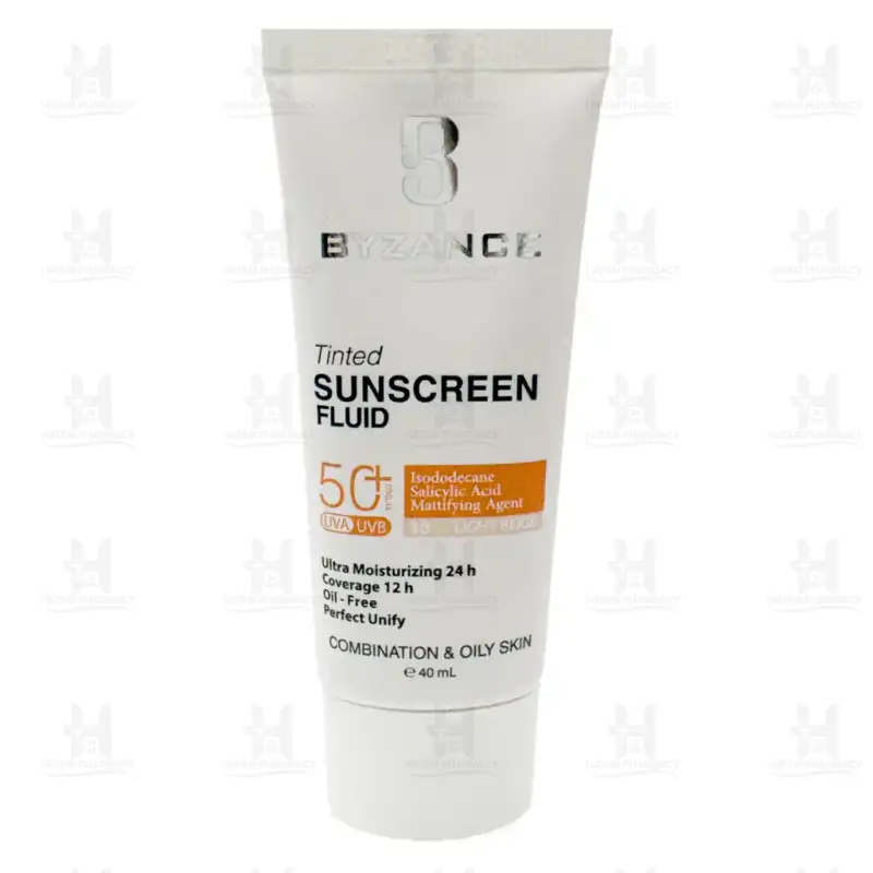 فلوئید ضد آفتاب کرم پودری SPF50 پوست های چرب بیزانس 40 میلی لیتر