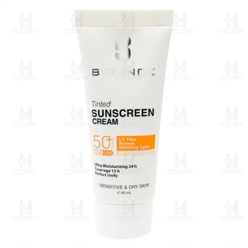 کرم ضدآفتاب کرم پودری SPF50 بیزانس مناسب پوست خشک 40 میلی لیتر