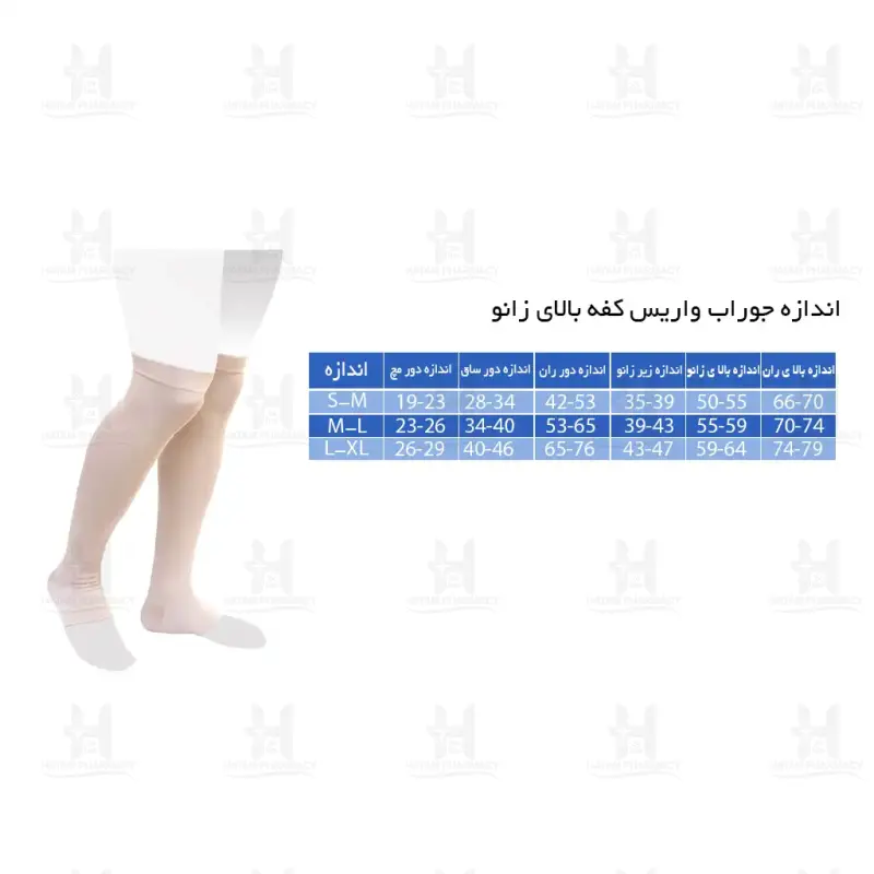 جوراب واریس AF با کفه بالای زانو ورنا