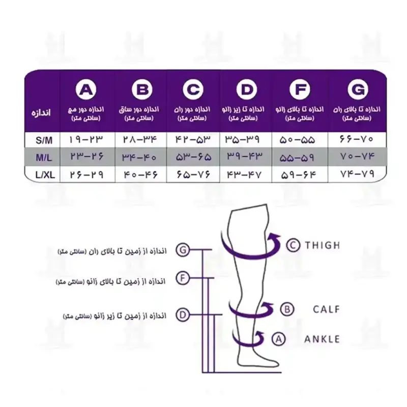 جوراب واریس ورنا BD بدون کفه زیر زانو