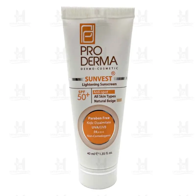 ضد آفتاب و روشن کننده لک پوست +SPF50 سان وست پرودرما 40 میلی لیتر