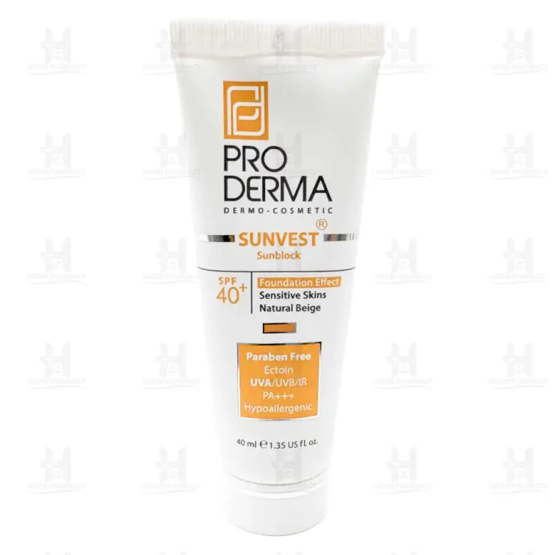 کرم ضد آفتاب حاوی SPF 40 پوست حساس سان وست پرودرما 40 میلی لیتر